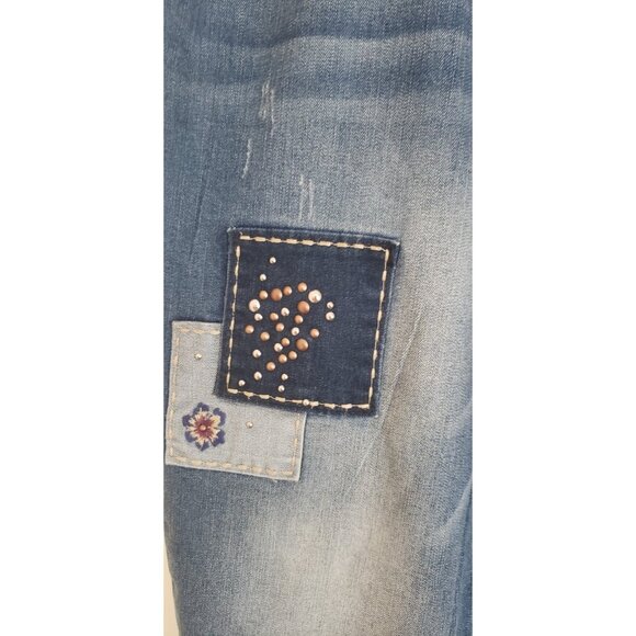 CODE BLEU GRACIE BESTIE JEAN APPLIQUE FRONT DENIM JEANS SZ 14 - Picture 4 of 7